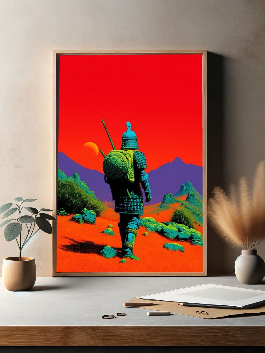 Samurai Desert Retro Print. — room view 2