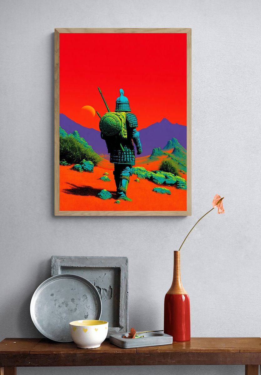 Samurai Desert Retro Print. — room view 3