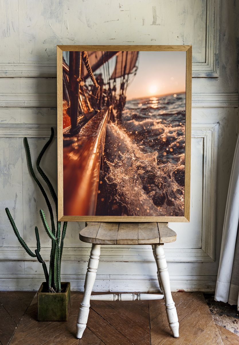 Sailing at Sunset — Photography Print. — room view 1