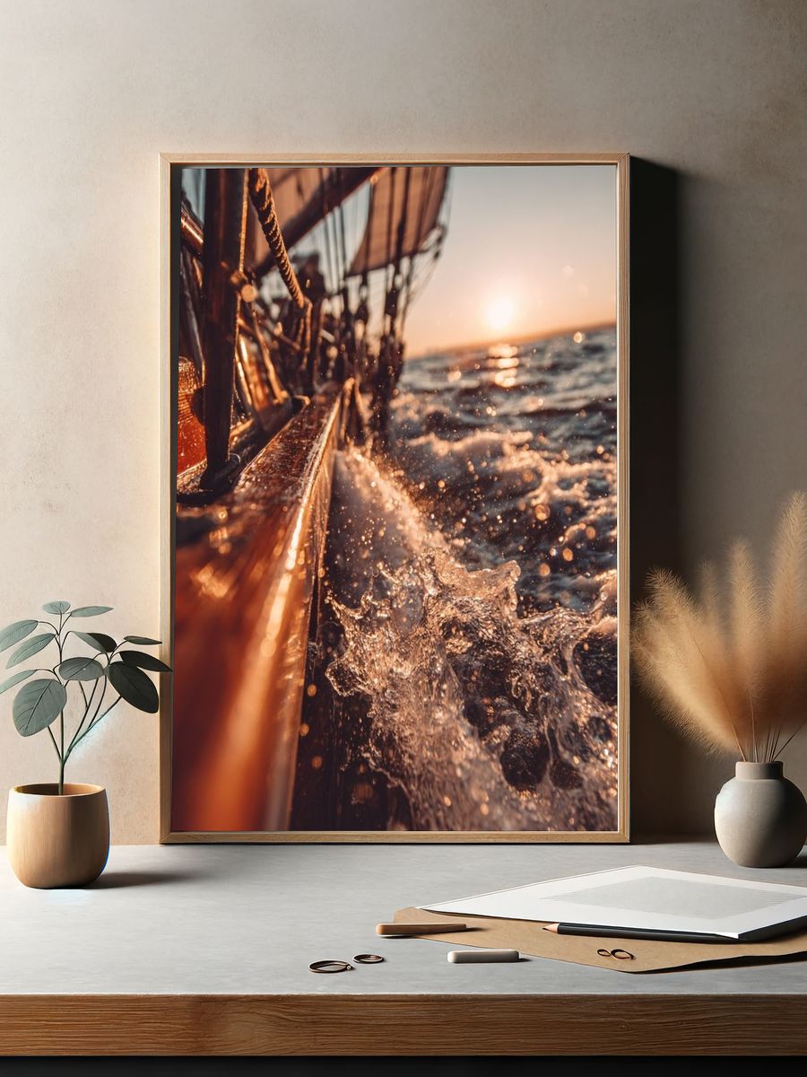 Sailing at Sunset — Photography Print. — room view 2