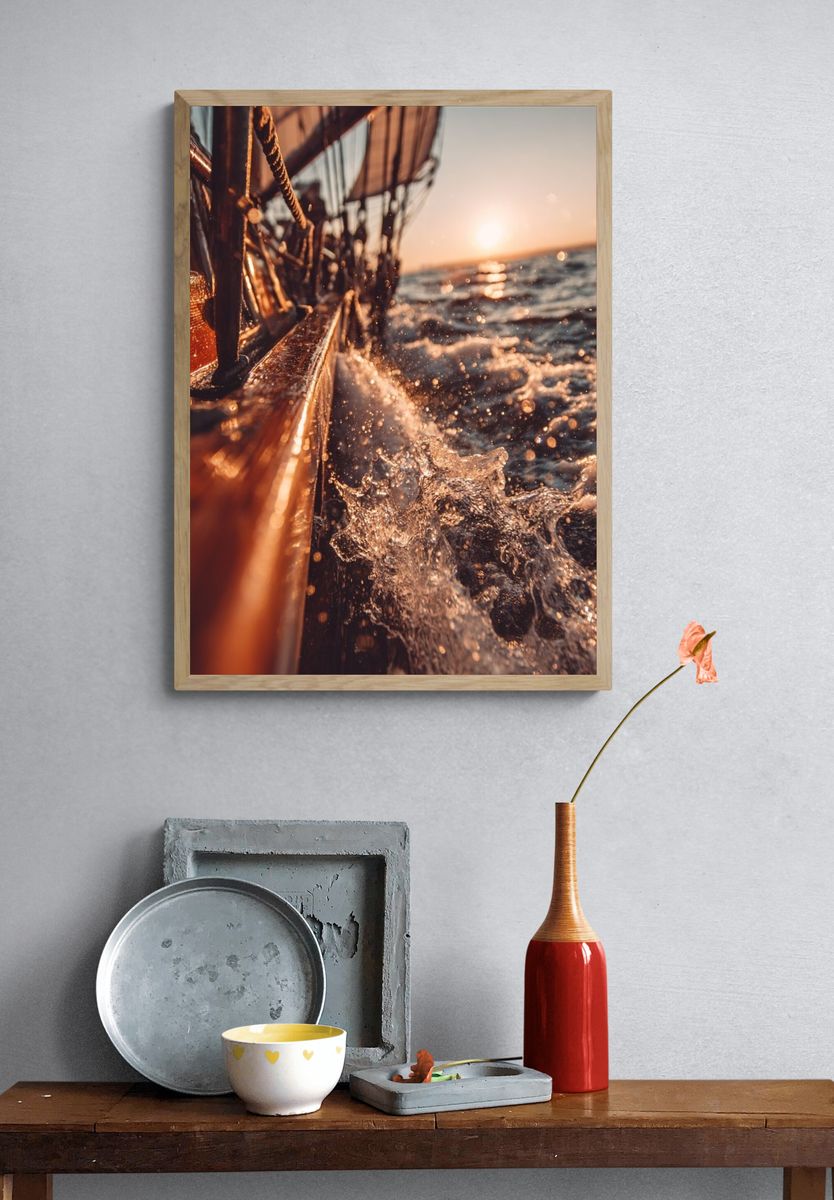 Sailing at Sunset — Photography Print. — room view 3