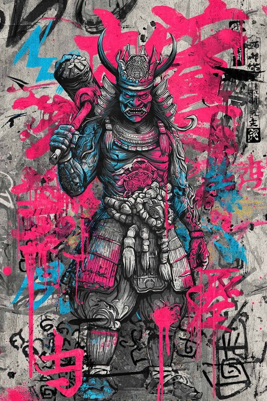 Samurai Warrior — Street Art Print. poster detail
