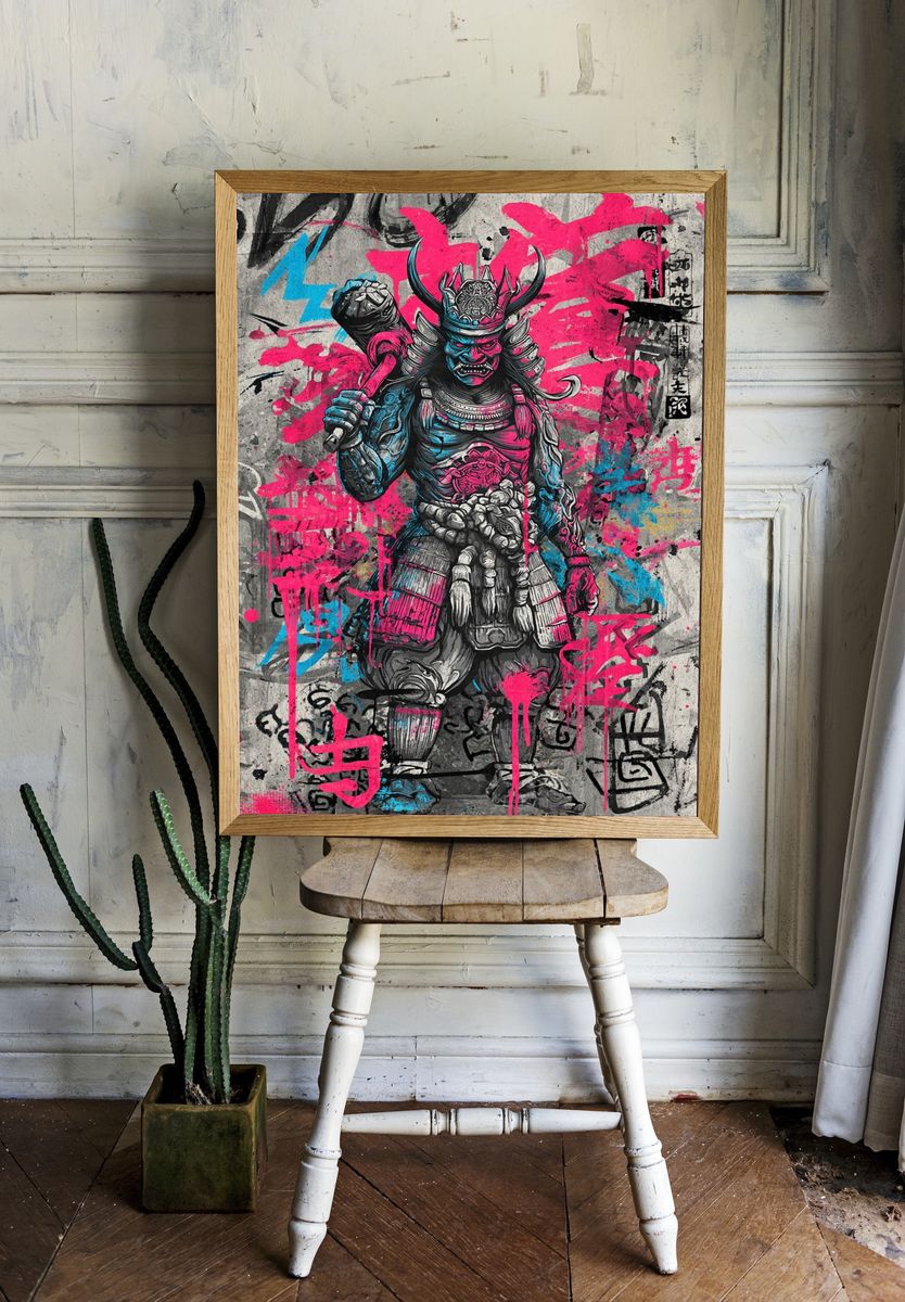 Samurai Warrior — Street Art Print. — room view 1