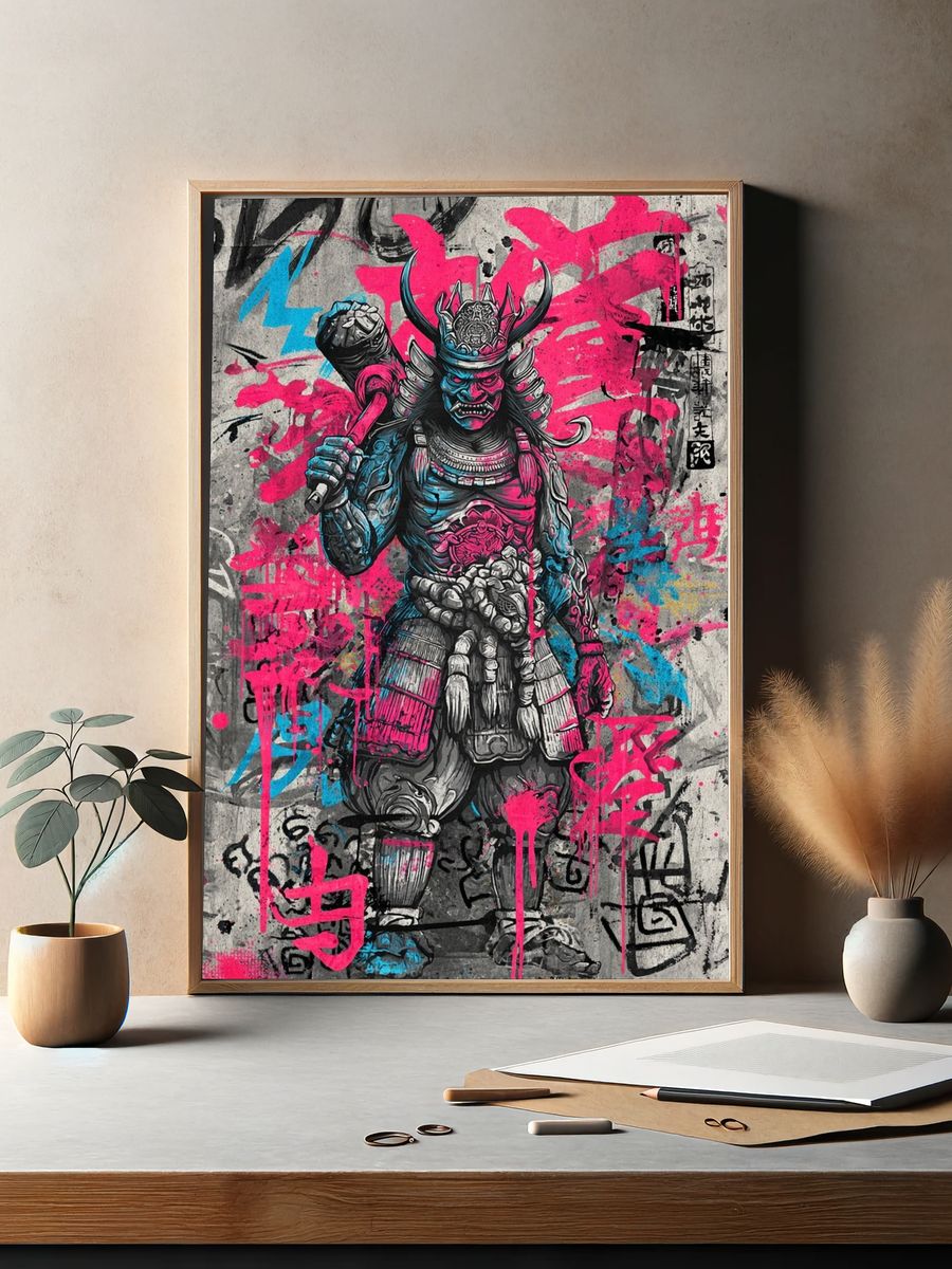 Samurai Warrior — Street Art Print. — room view 2