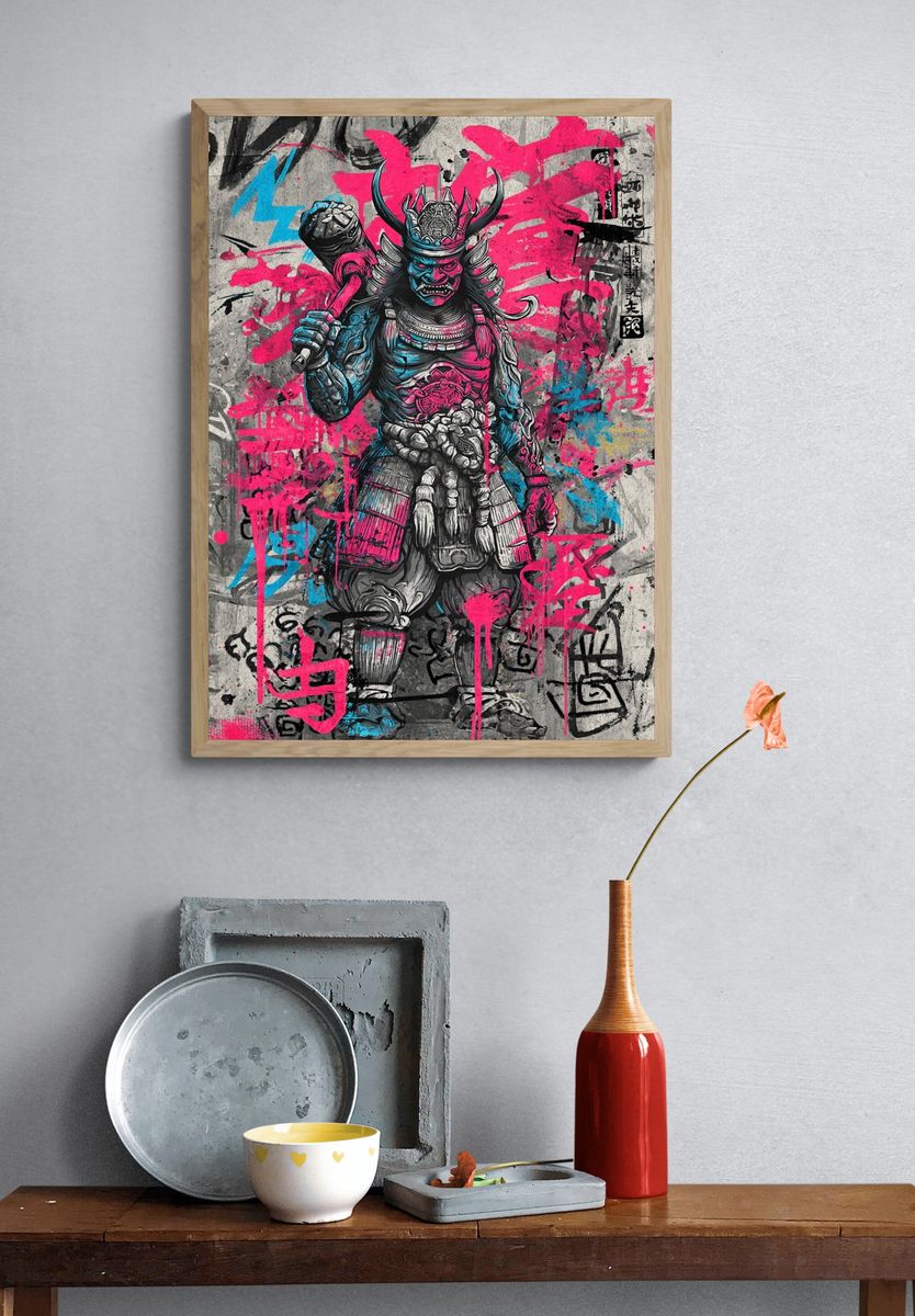 Samurai Warrior — Street Art Print. — room view 3