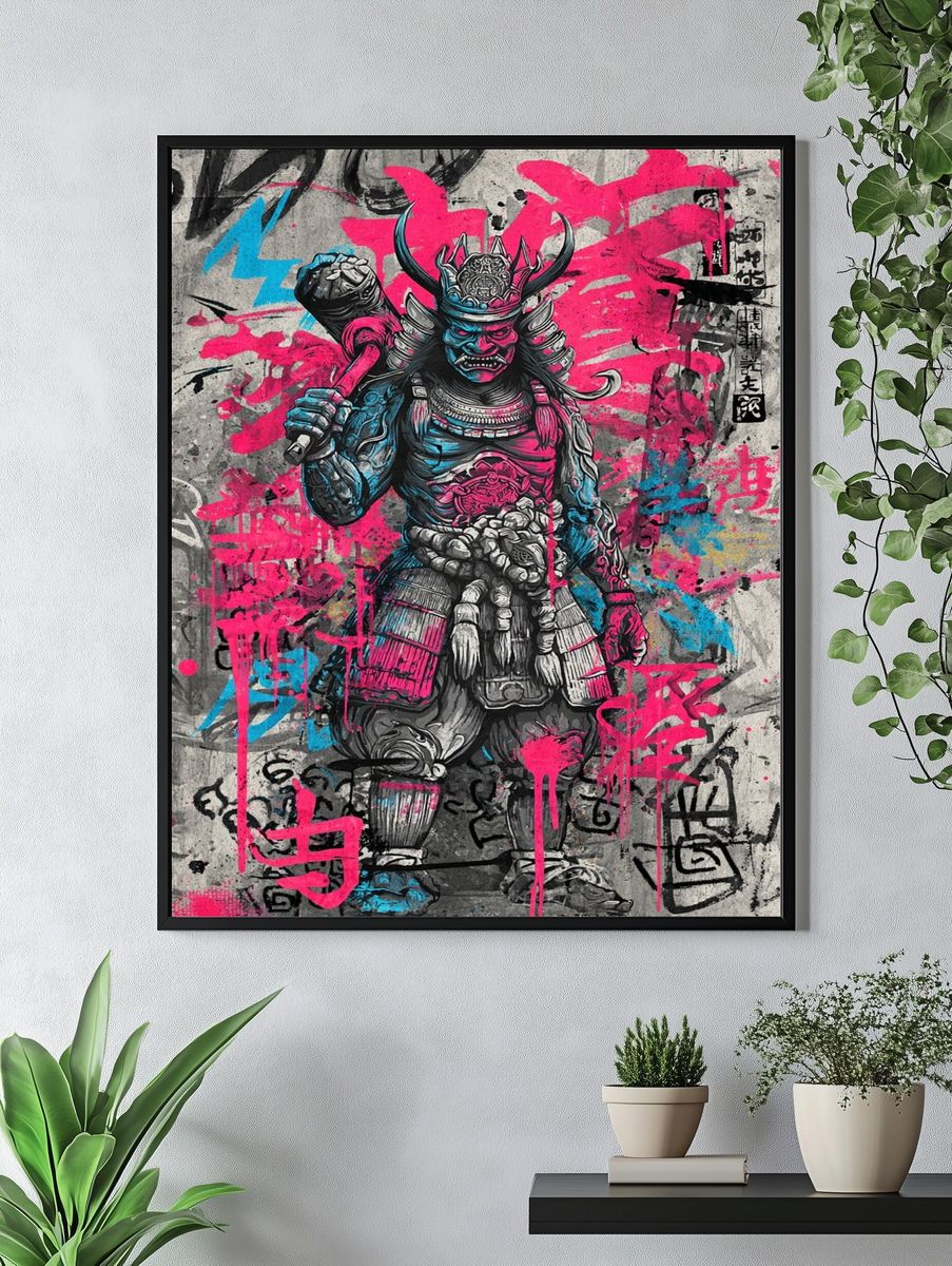 Samurai Warrior — Street Art Print. — room view 4