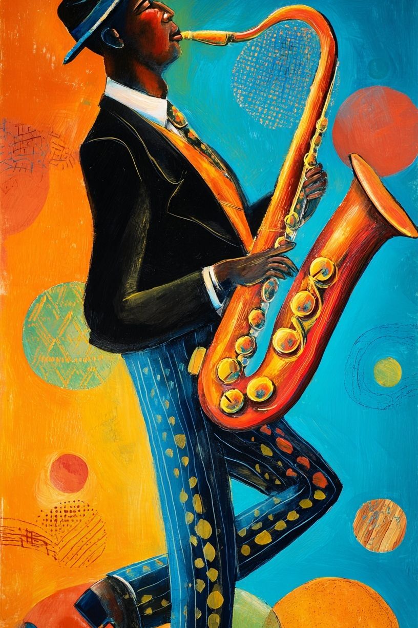 Saxophonist — Colorful Print. poster — fine-art art