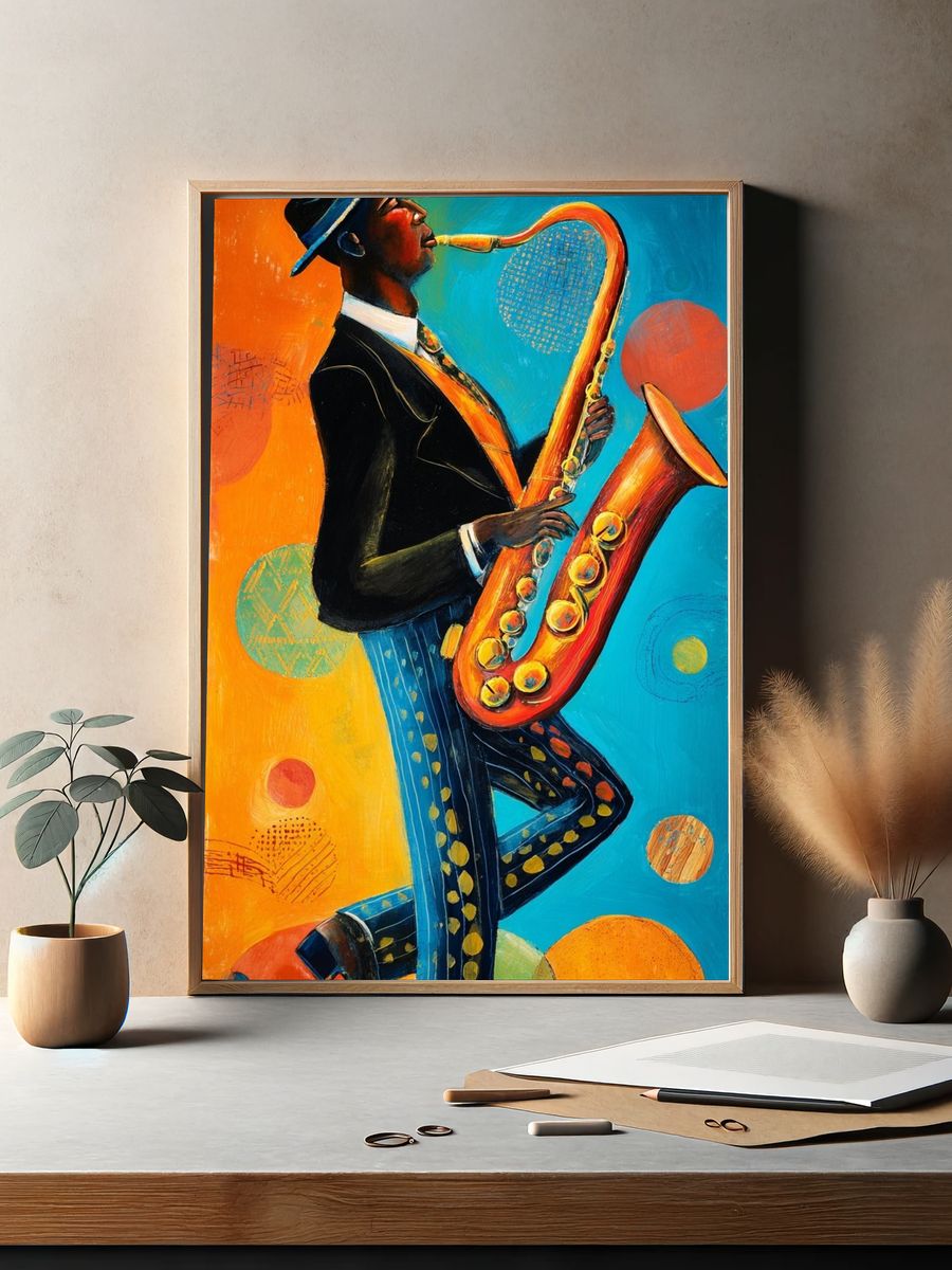 Saxophonist — Colorful Print. — room view 2
