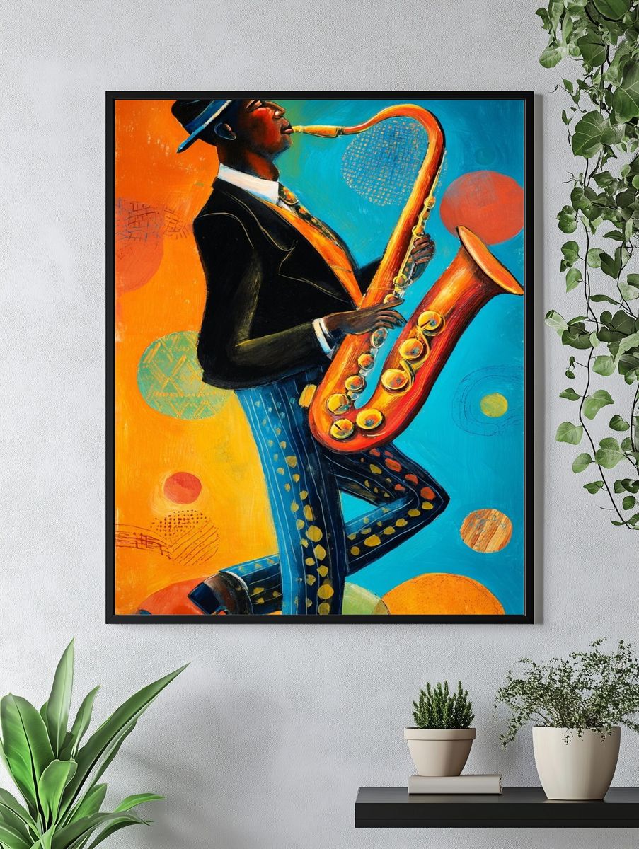 Saxophonist — Colorful Print. — room view 4