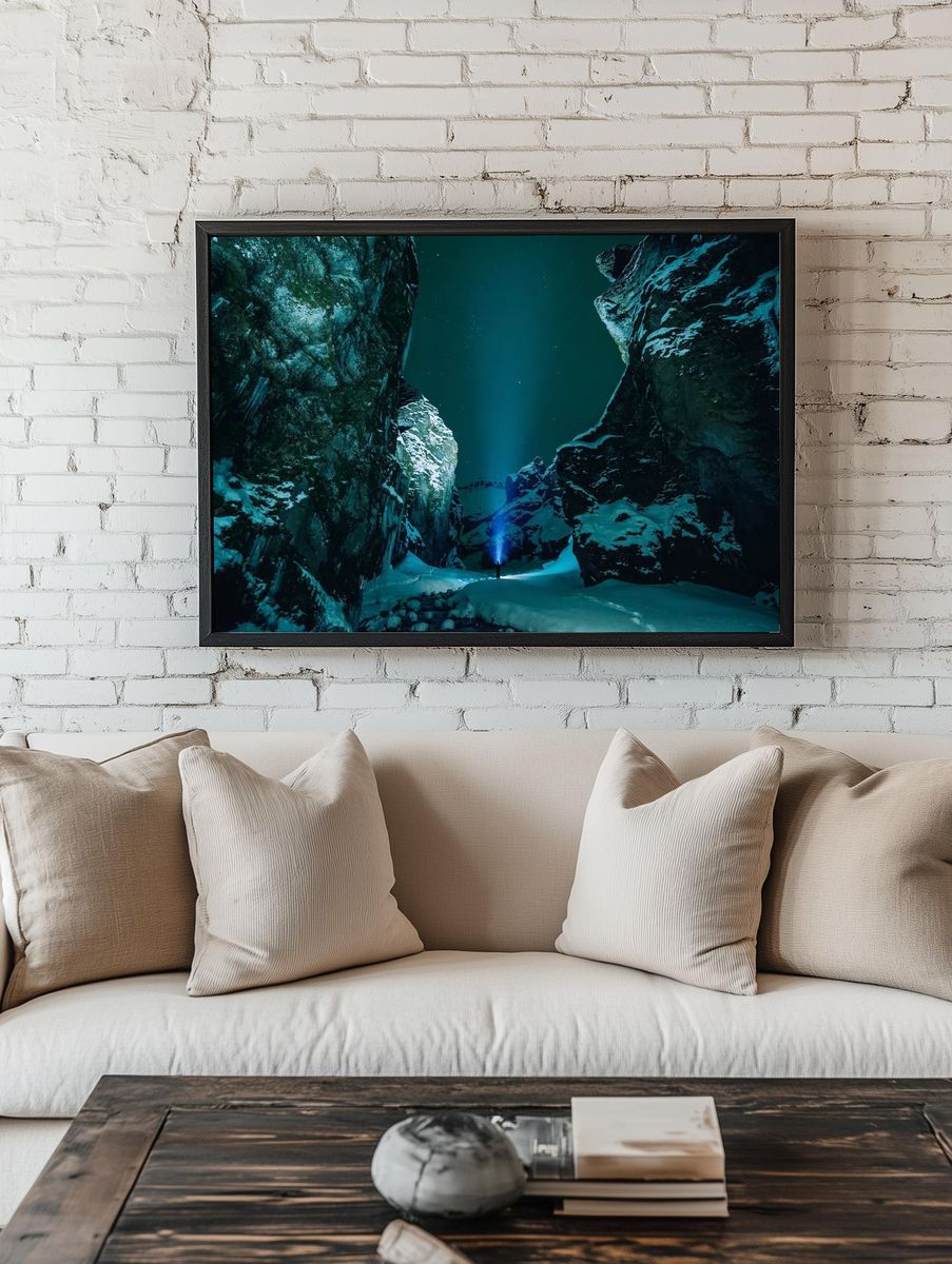 Snowy Canyon Adventure — Photography Print. — room view 1