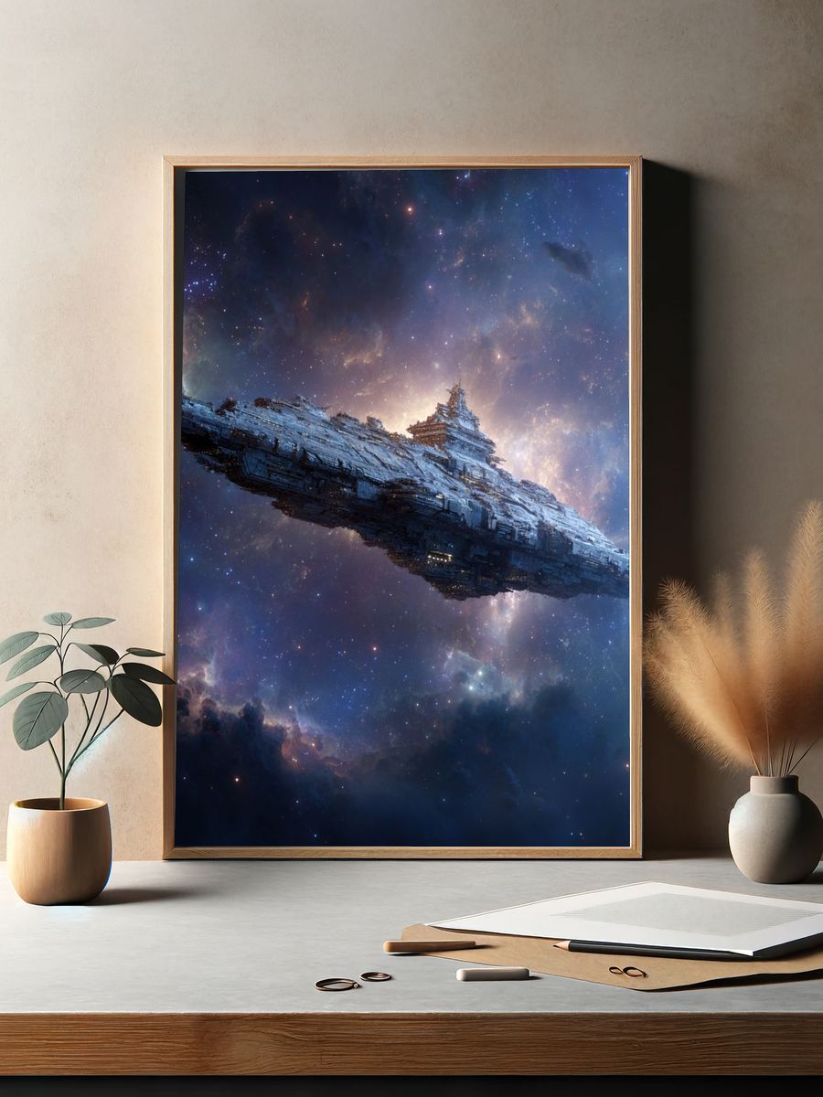 Starship in Nebula Sci-Fi Poster. — room view 2