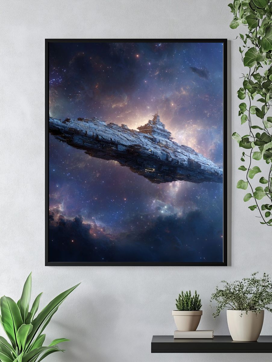 Starship in Nebula Sci-Fi Poster. — room view 4