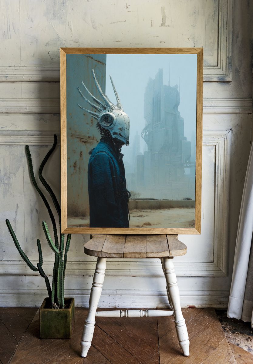Cyberpunk Sentinel — Sci-Fi Print. — room view 1
