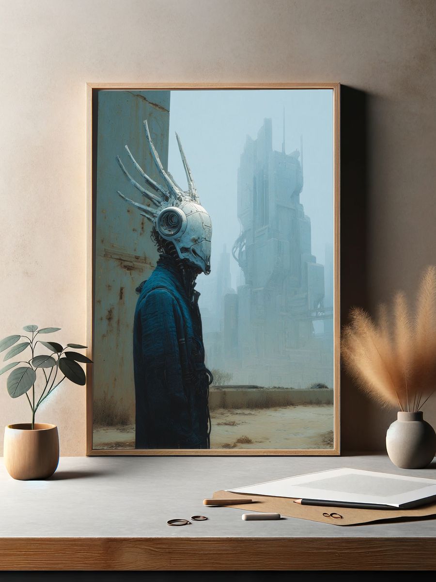 Cyberpunk Sentinel — Sci-Fi Print. — room view 2