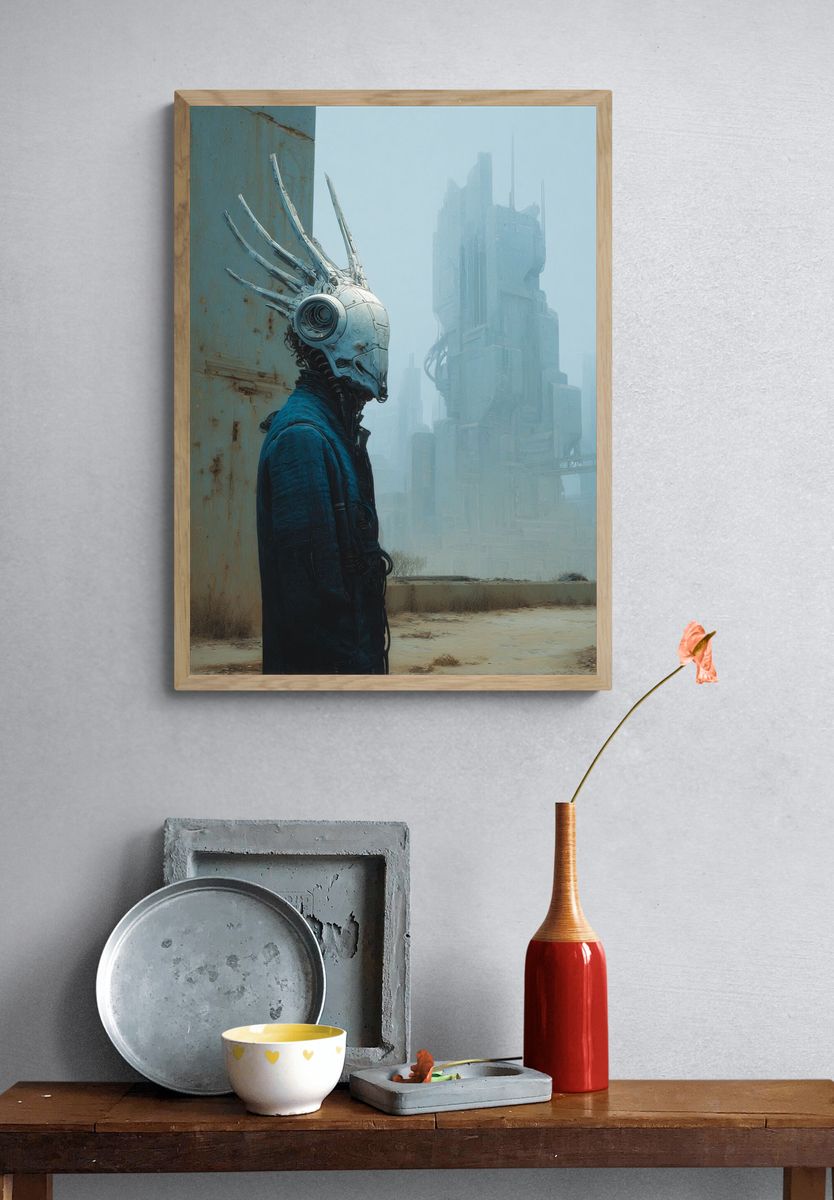Cyberpunk Sentinel — Sci-Fi Print. — room view 3