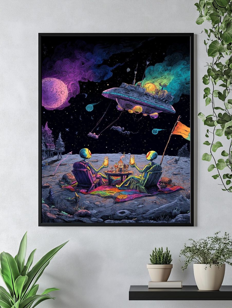 Surreal Moon Picnic Sci-Fi Print. — room view 4