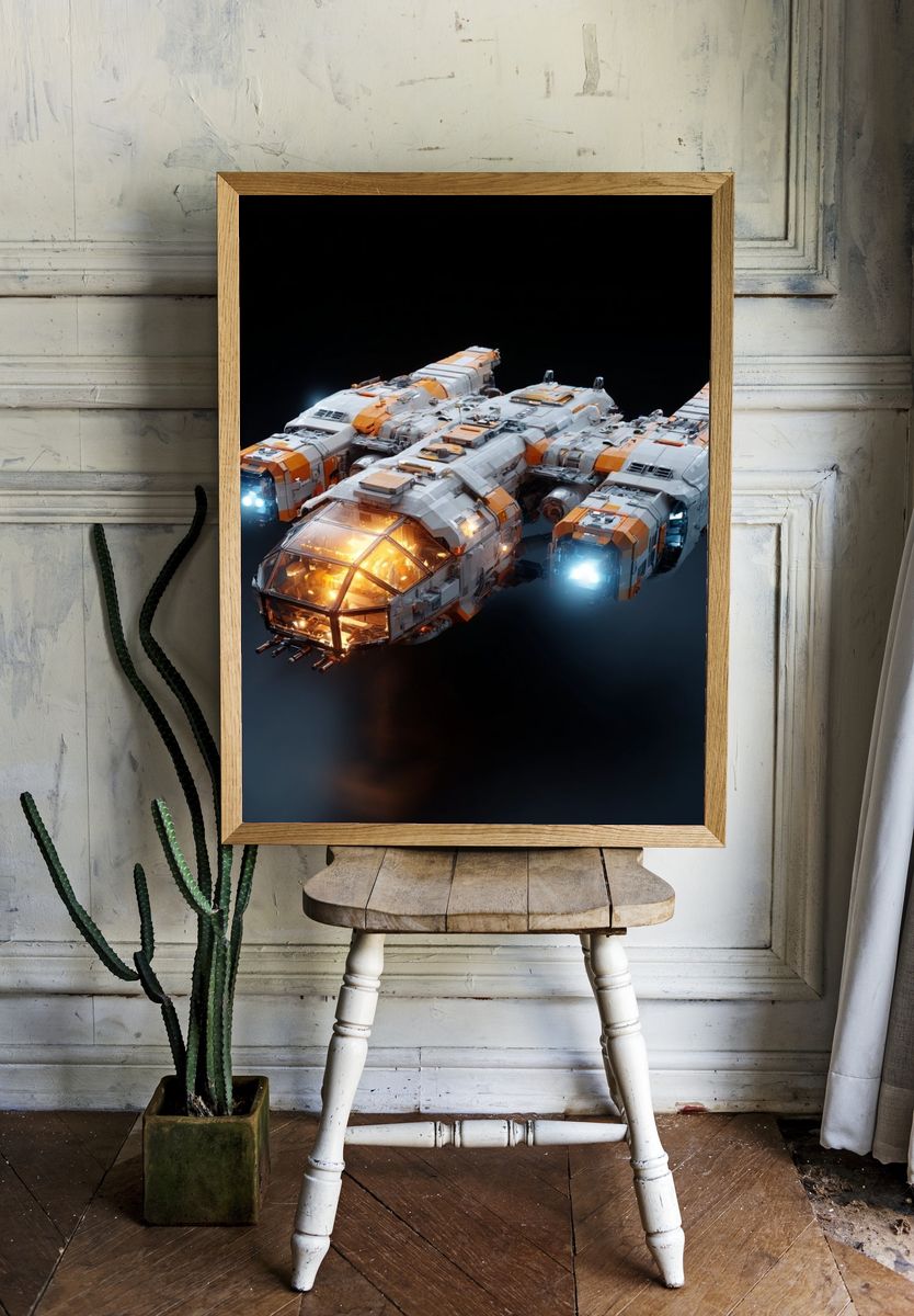 Futuristic Spacecraft Digital Art Poster. — room view 1