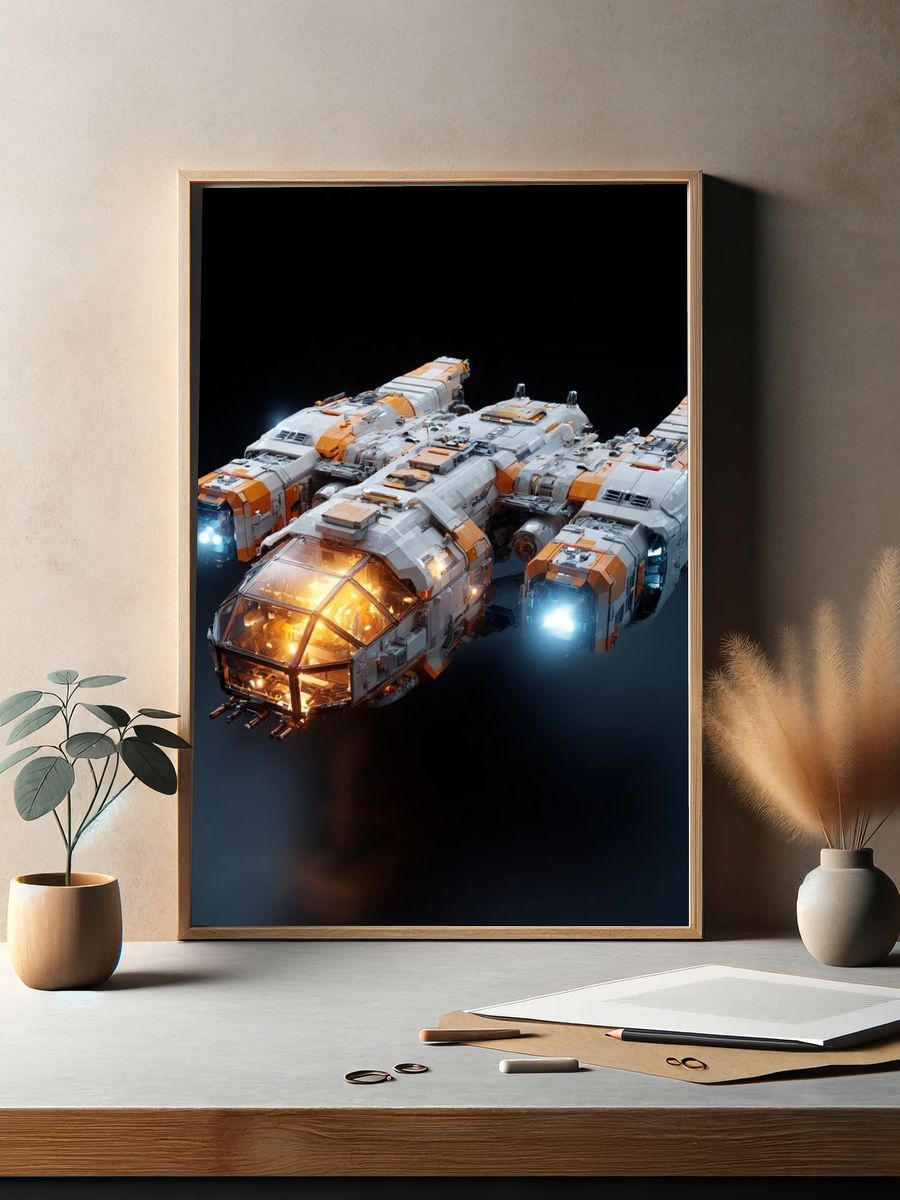 Futuristic Spacecraft Digital Art Poster. — room view 2