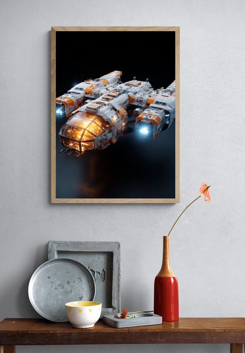 Futuristic Spacecraft Digital Art Poster. — room view 3
