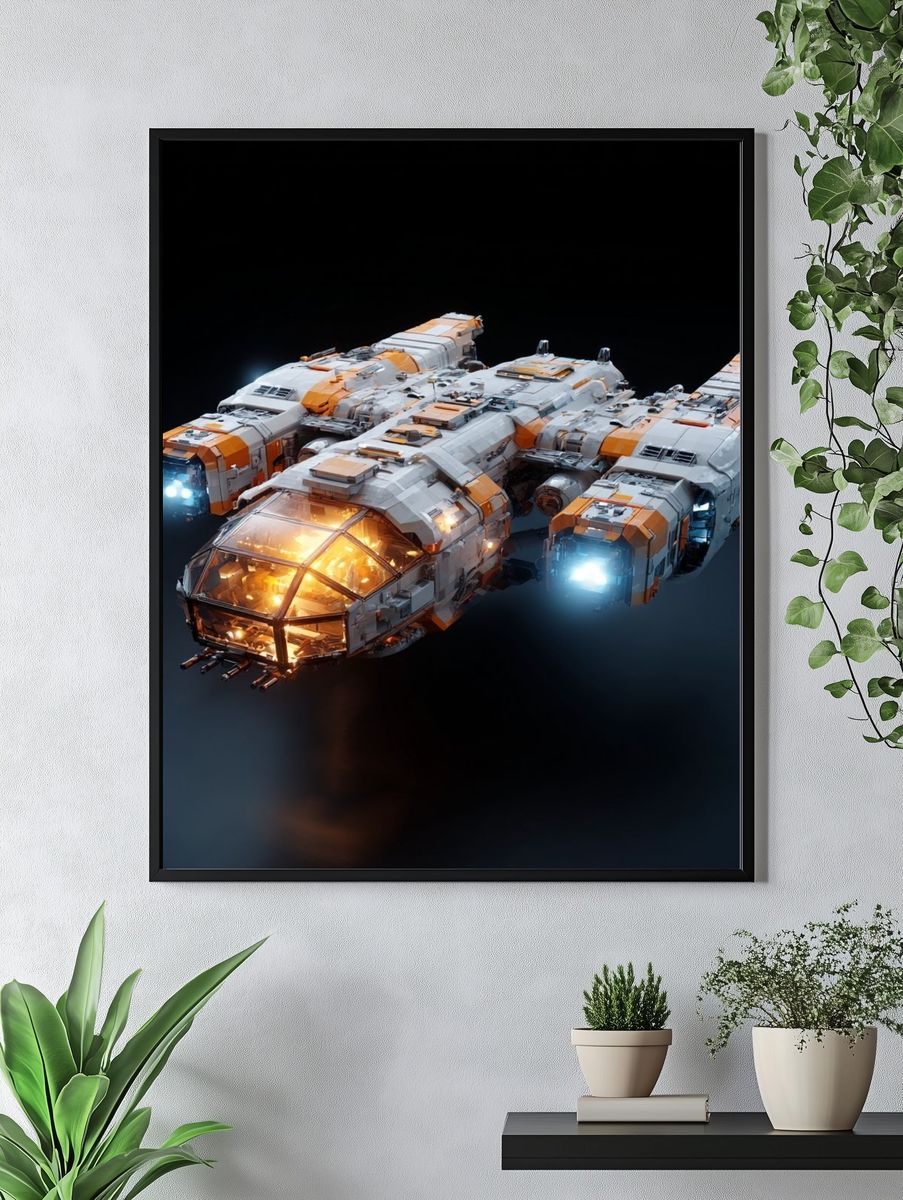 Futuristic Spacecraft Digital Art Poster. — room view 4