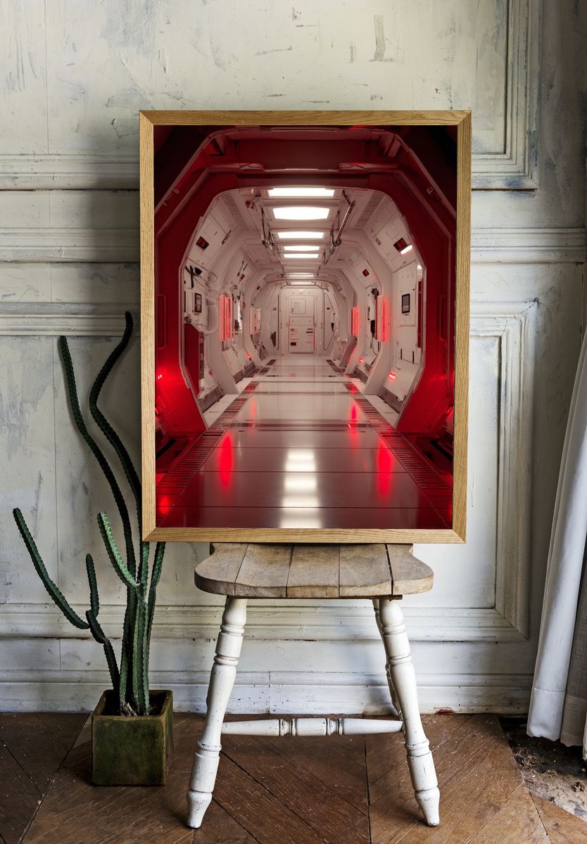 Sci-Fi Space Corridor Poster. — room view 1