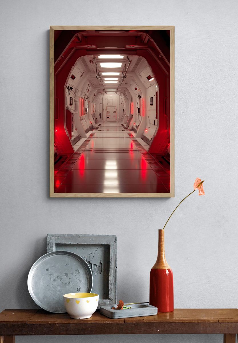 Sci-Fi Space Corridor Poster. — room view 3