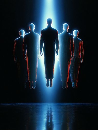 Floating Figures Sci-Fi Poster. poster