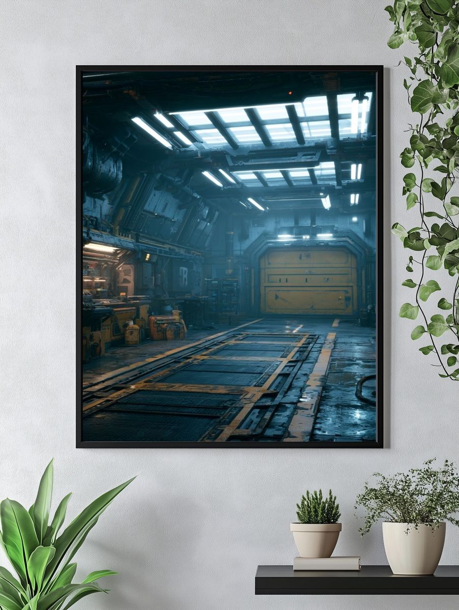 Sci-Fi Industrial Hangar Poster. — room view 4