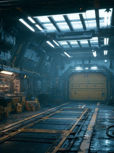 Sci-Fi Industrial Hangar Poster. poster