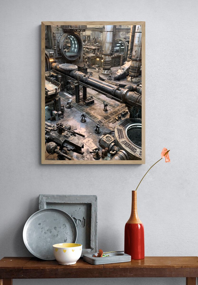 Industrial Sci-Fi Hangar Poster. — room view 3