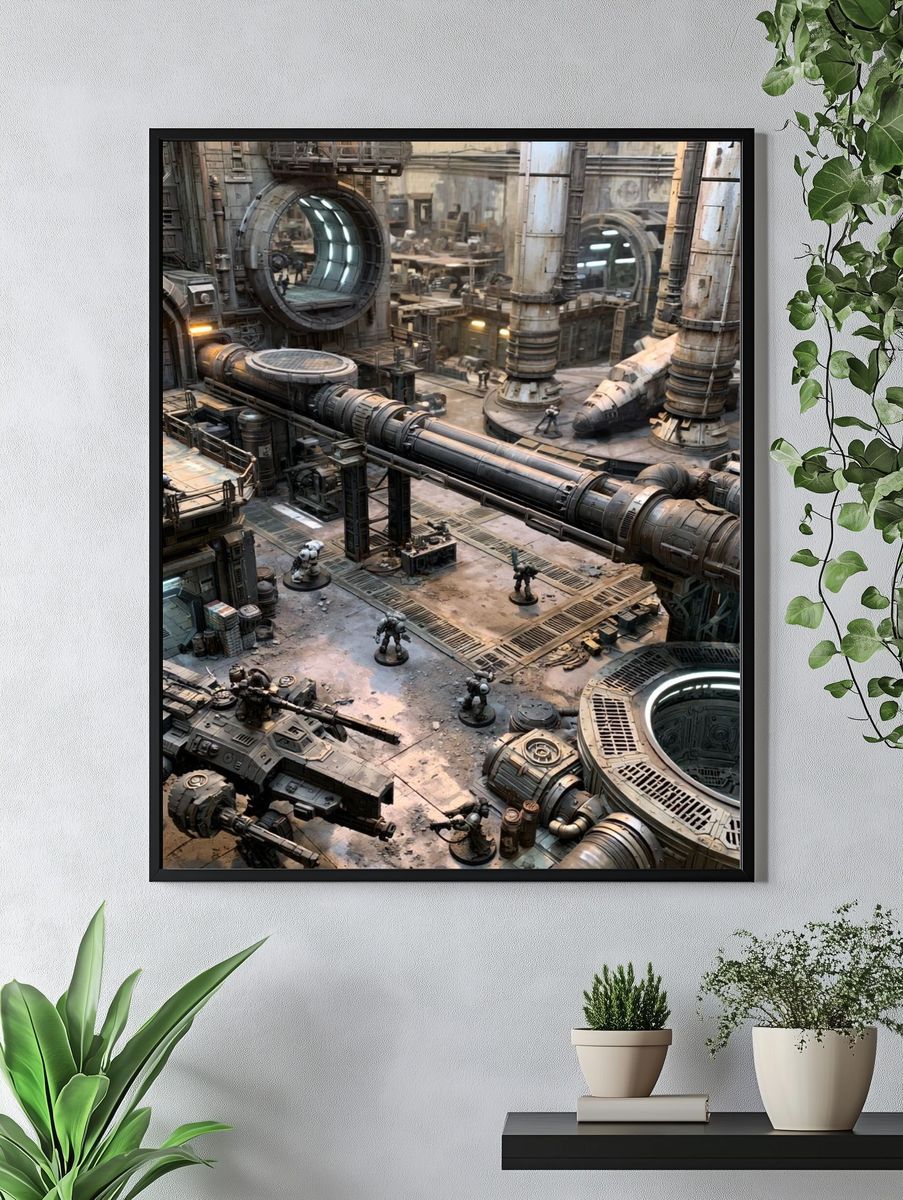 Industrial Sci-Fi Hangar Poster. — room view 4