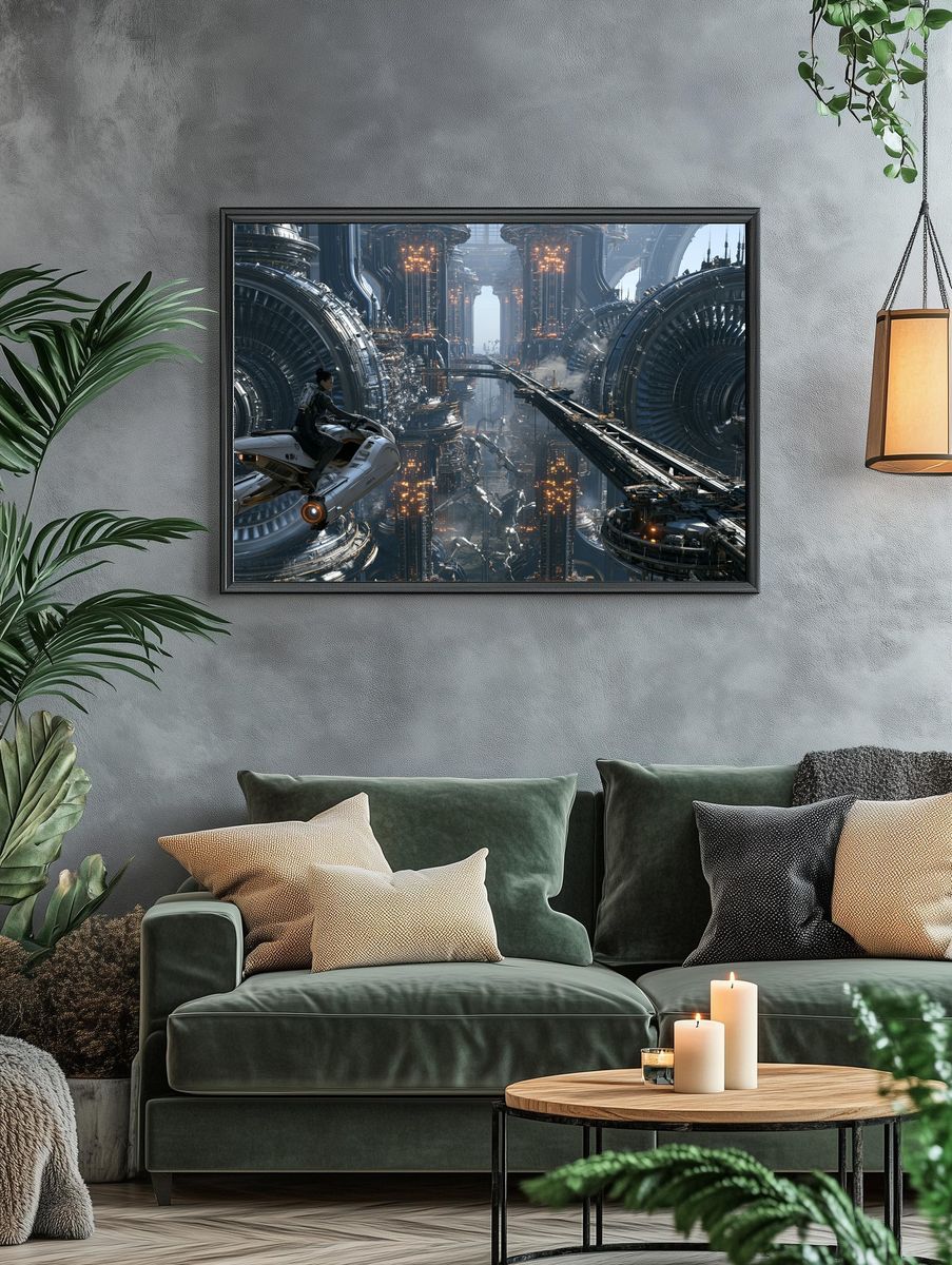 Futuristic Sci-Fi Cityscape Print. — room view 4