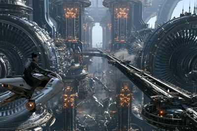 Futuristic Sci-Fi Cityscape Print. poster print