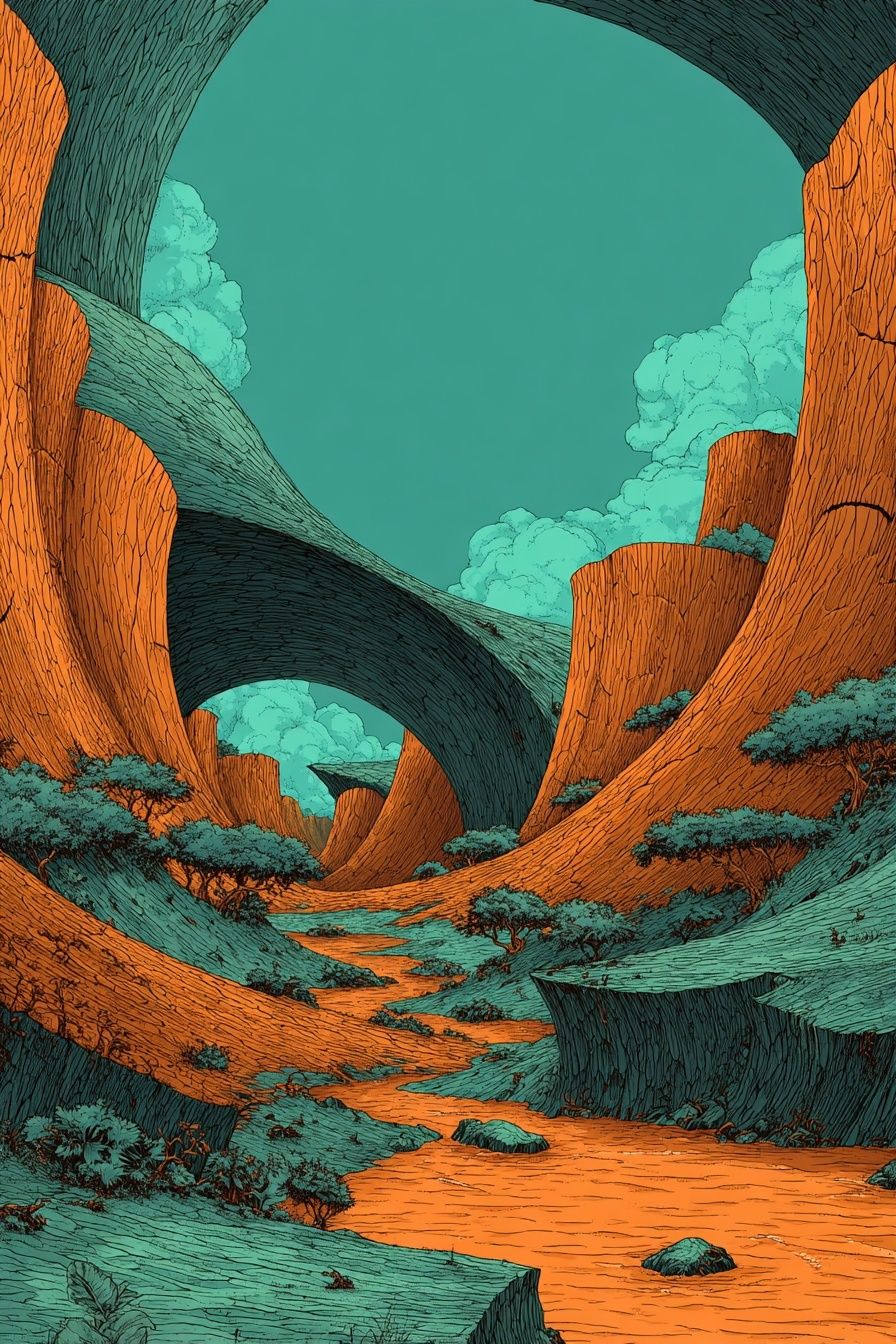 Surreal Canyon Landscape Poster. poster — illustration art
