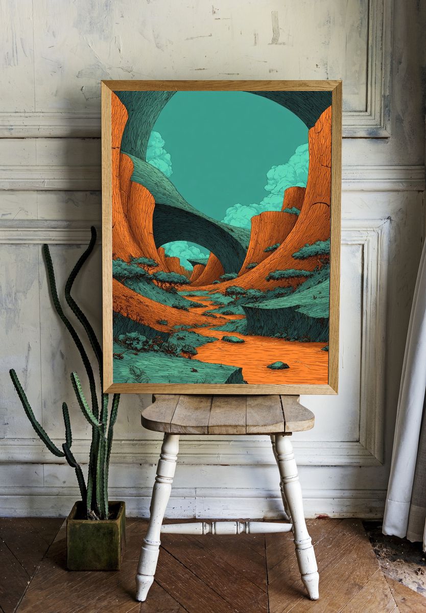 Surreal Canyon Landscape Poster. — room view 1