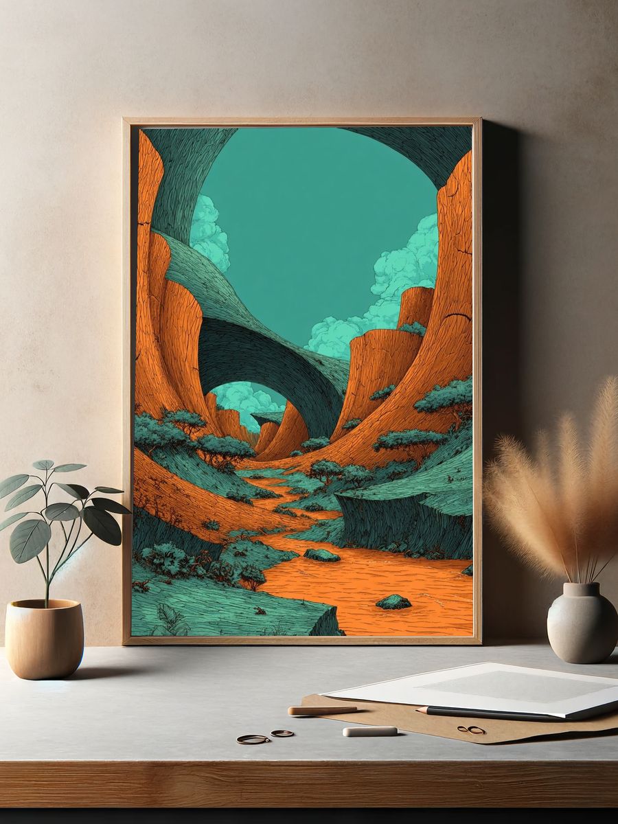 Surreal Canyon Landscape Poster. — room view 2