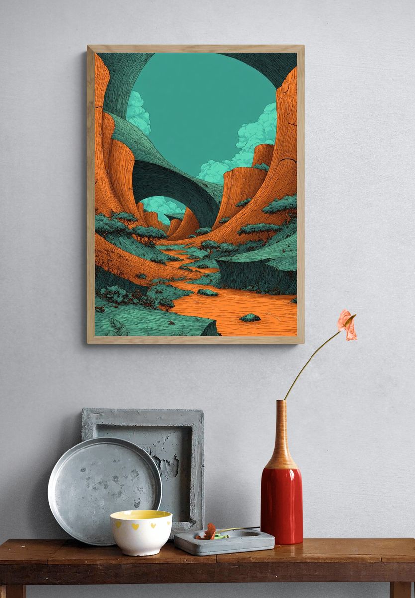 Surreal Canyon Landscape Poster. — room view 3