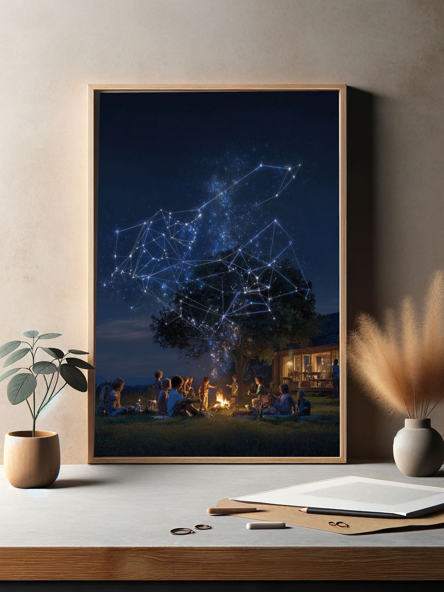 Stargazing Campfire Night — Photography Print. — room view 2