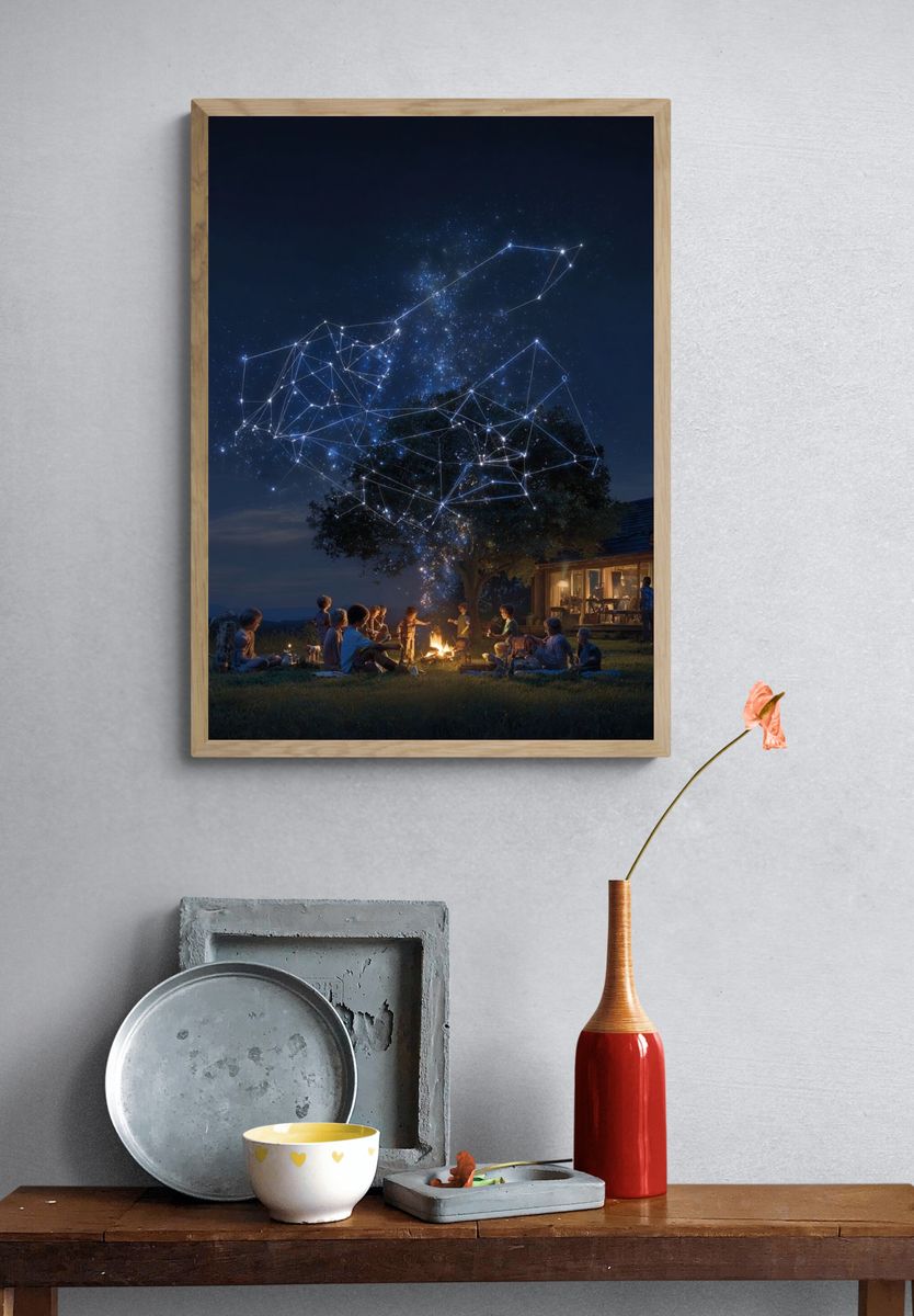 Stargazing Campfire Night — Photography Print. — room view 3
