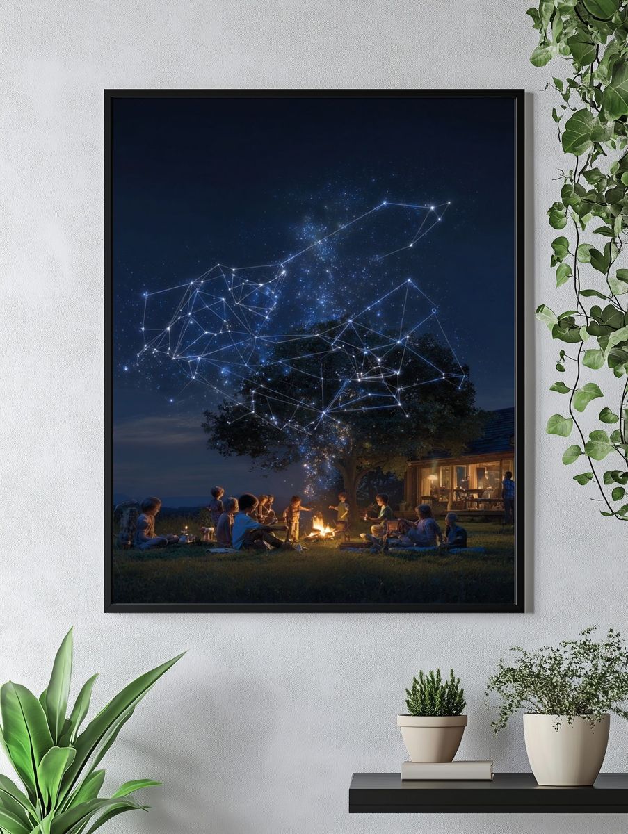 Stargazing Campfire Night — Photography Print. — room view 4
