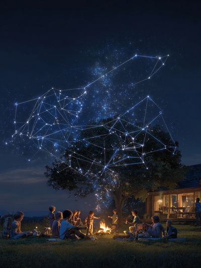 Stargazing Campfire Night — Photography Print. poster