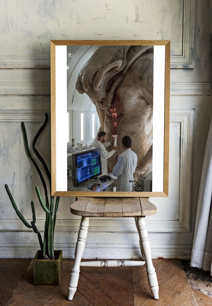 Alien Creature in Laboratory — Sci-Fi Print. — room view 1