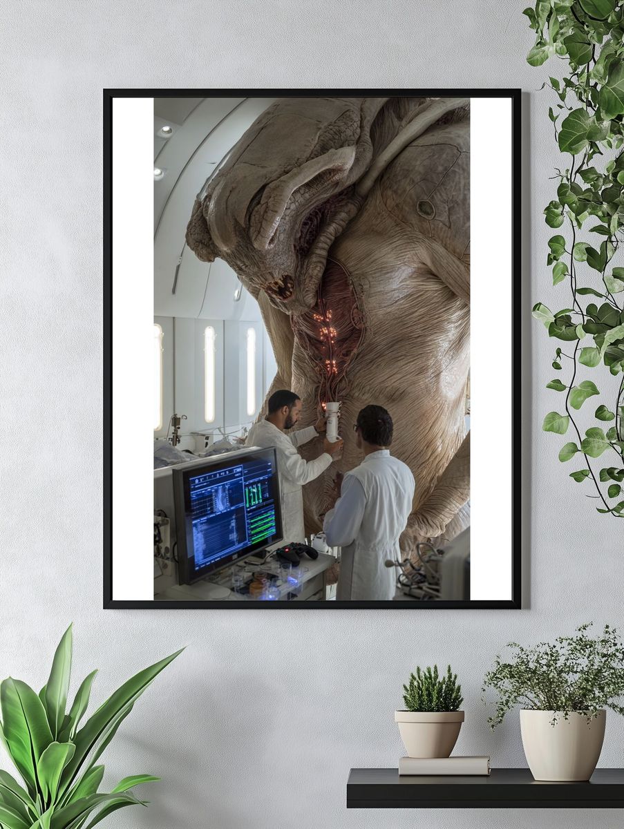 Alien Creature in Laboratory — Sci-Fi Print. — room view 4