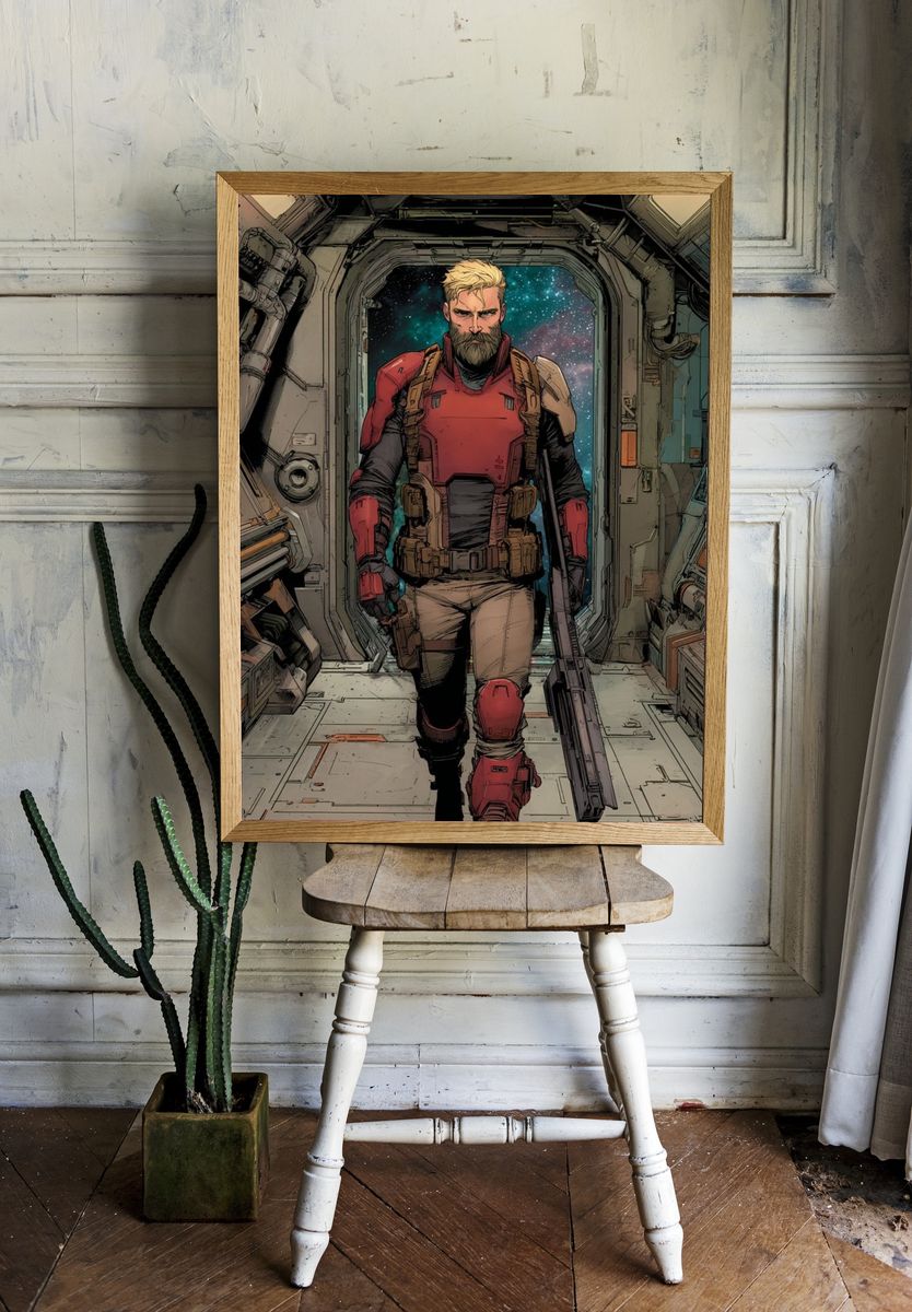 Space Warrior — Comic Art Print. — room view 1