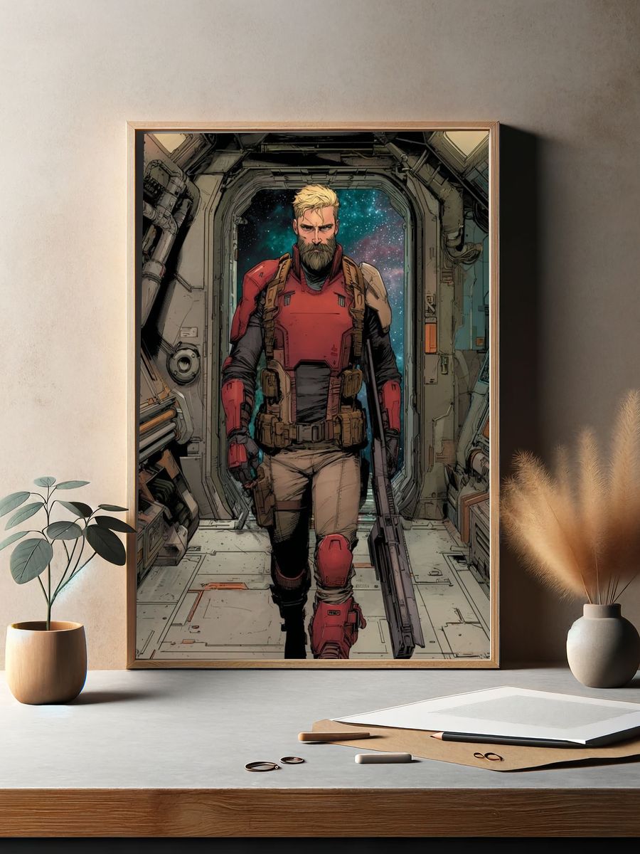 Space Warrior — Comic Art Print. — room view 2