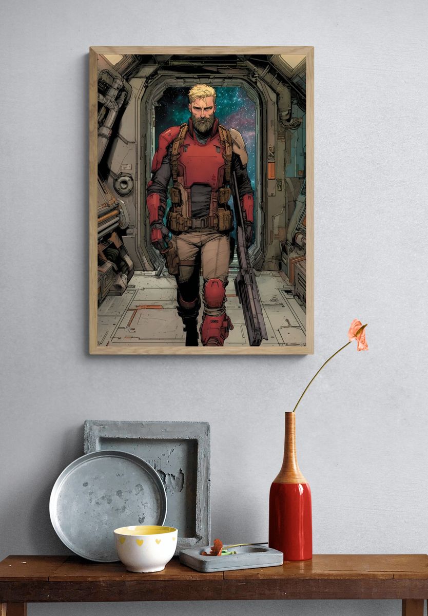Space Warrior — Comic Art Print. — room view 3