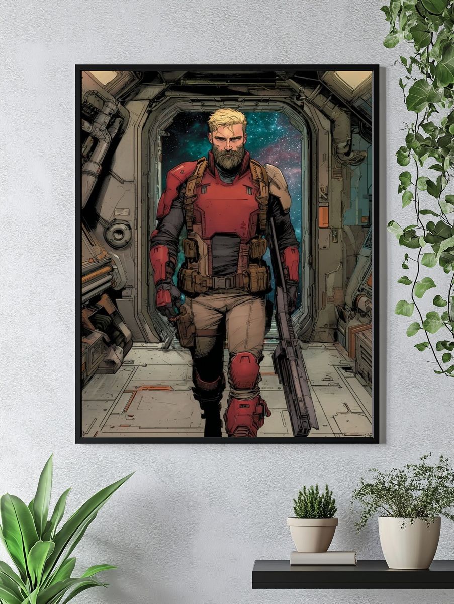 Space Warrior — Comic Art Print. — room view 4
