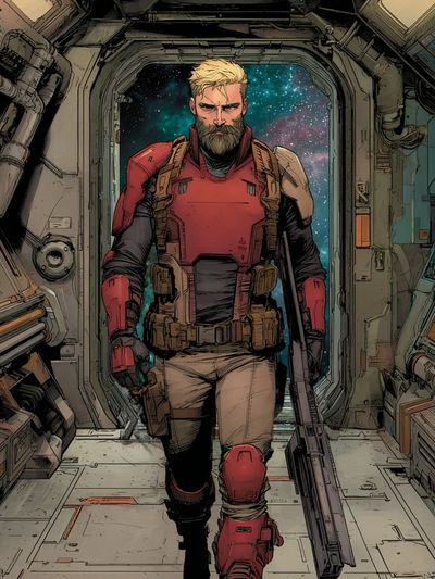 Space Warrior — Comic Art Print. poster