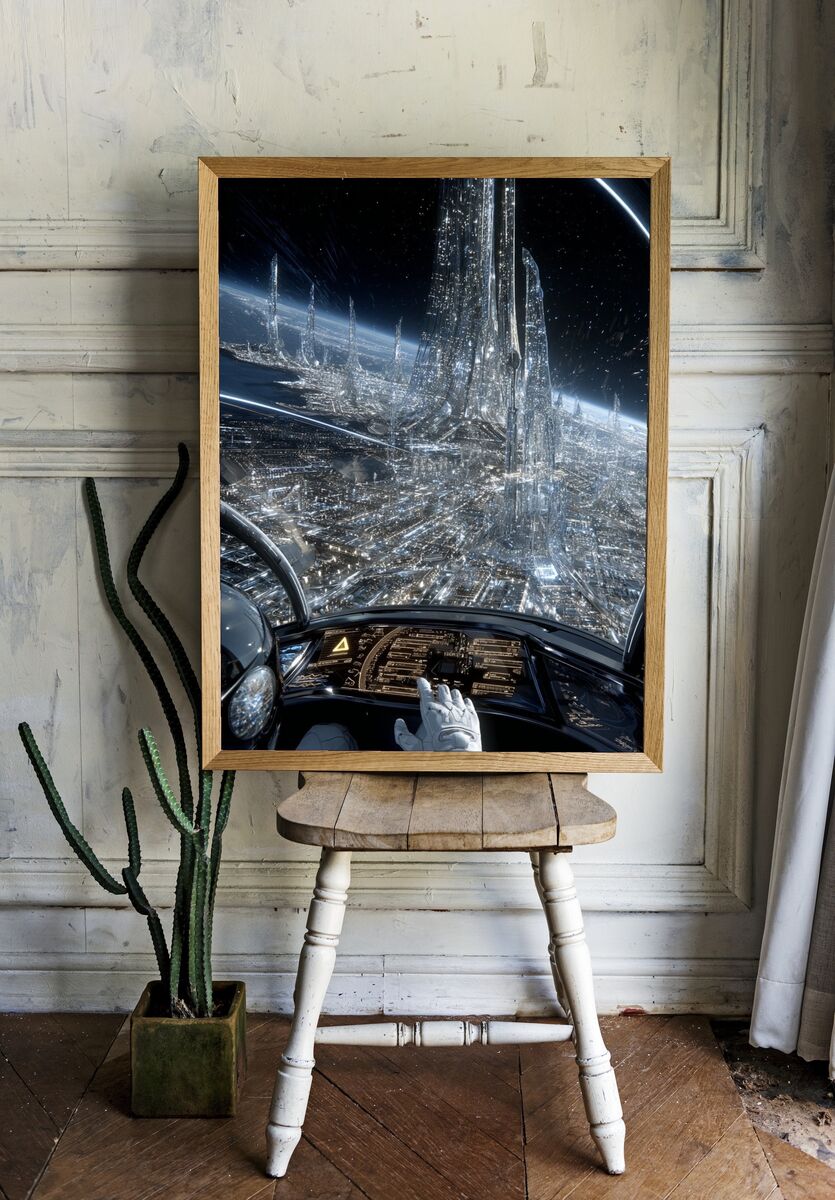 Futuristic Space City — Sci-Fi Print. — room view 1