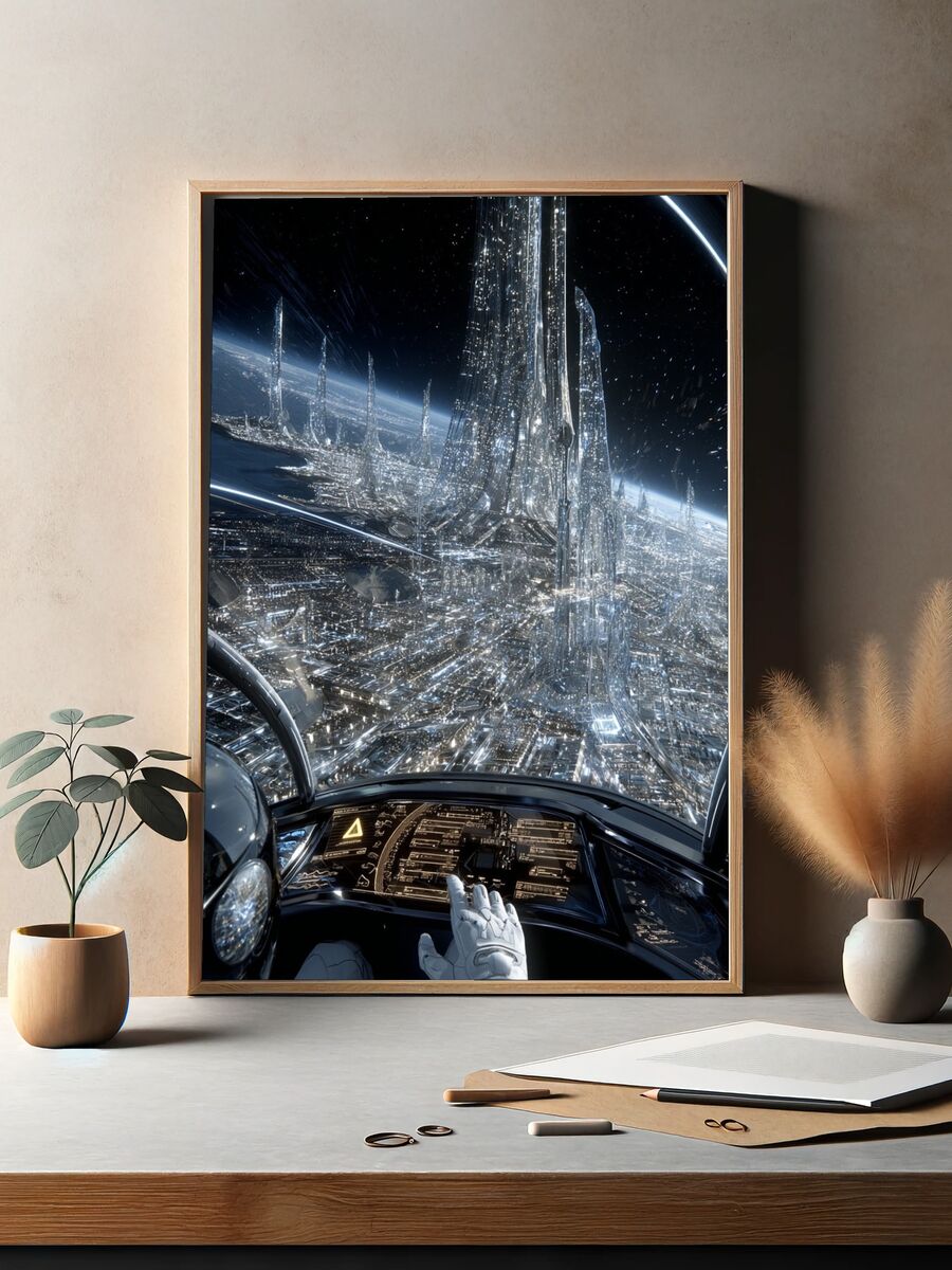 Futuristic Space City — Sci-Fi Print. — room view 2